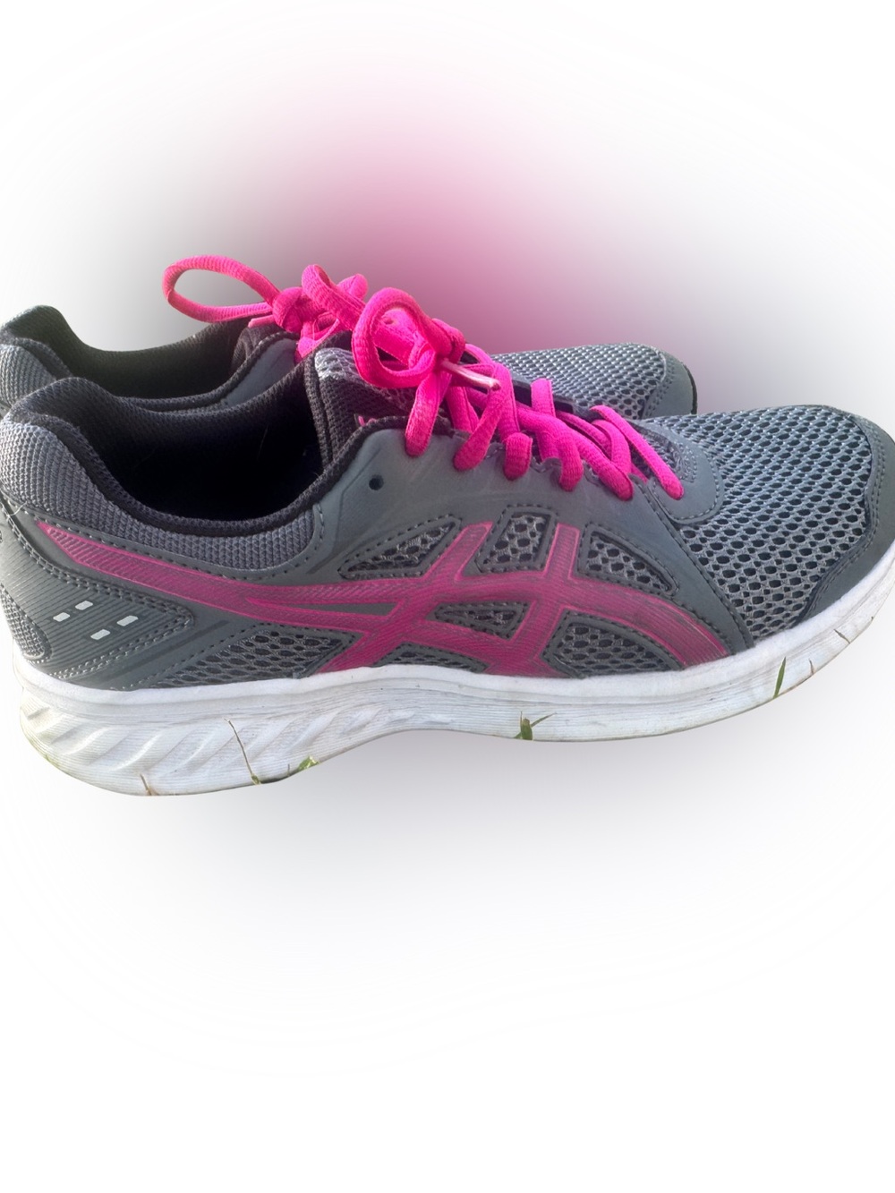 Asics Gray Athletic Sneakers with Pink Accents